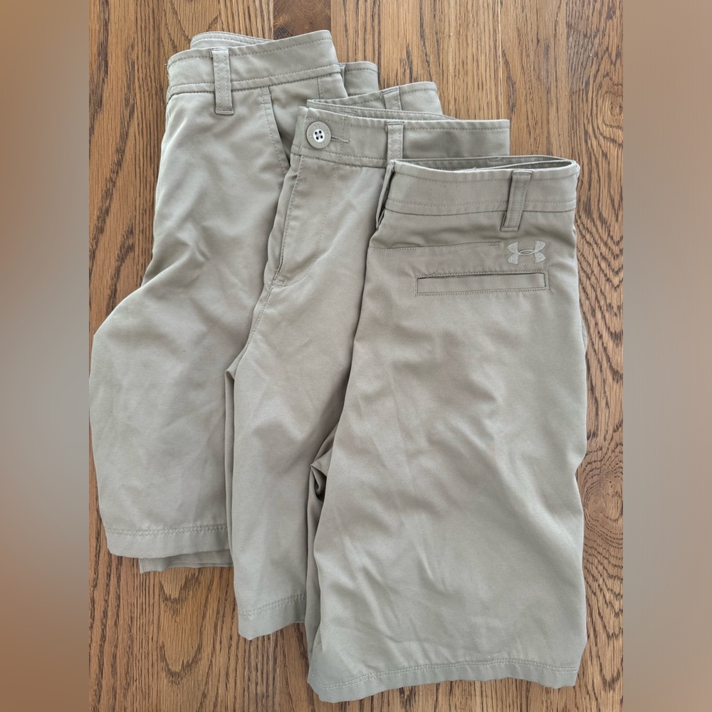 3 size 12 Boys Under Armour khaki shorts great condition